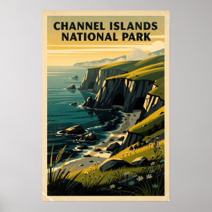 Poster Parc national des îles du Channel Rétro