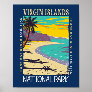 Poster Parc national des Îles Vierges Trunk Bay en état d
