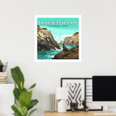 Poster Parc national des îles vintage Channel (Bureau à domicile)