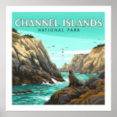 Poster Parc national des îles vintage Channel (Devant)
