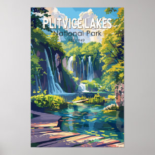 Poster Parc national des lacs de Plitvice Croatie Voyage