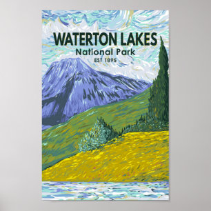 Poster Parc national des Lacs-Waterton Canada Voyage Vint
