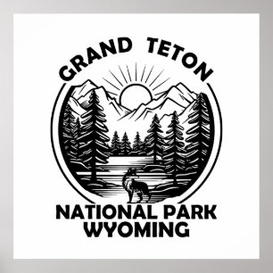 Poster Parc national des montagnes Grand Teton Wyoming