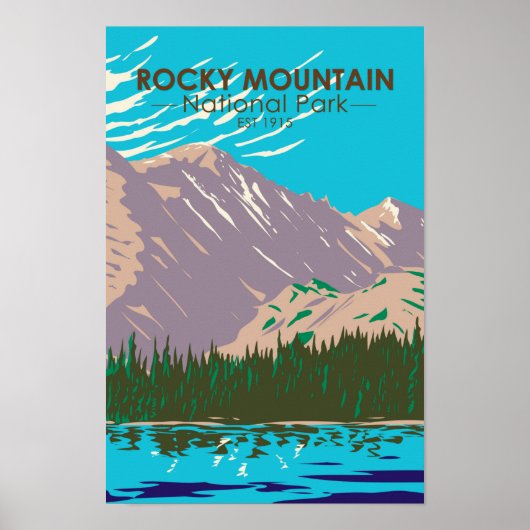 Poster Parc national des Rocheuses Colorado Lac Ours (Devant)