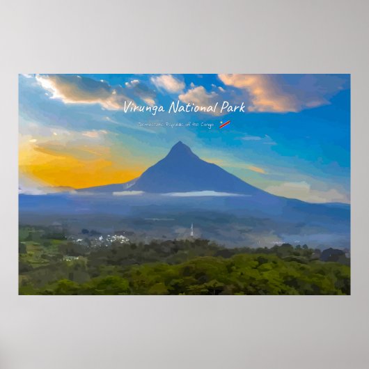 Poster Parc national des Virunga, RD Congo - Volcan (Devant)