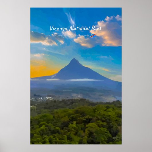 Poster Parc national des Virunga, RD Congo - Volcan (Devant)