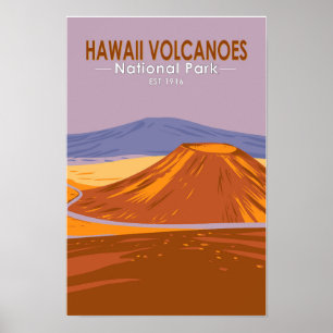 Poster Parc national des volcans d'Hawaï Mauna Kea Vintag