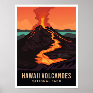 Poster Parc national des volcans d'Hawaï USA Voyage