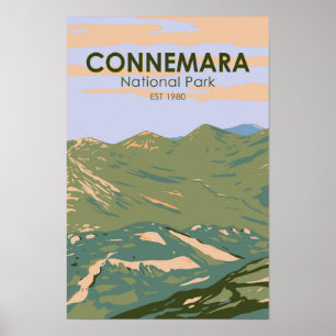Poster Parc national du Connemara Irlande Twelve Bens Voy