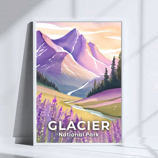 Poster Parc national du Glacier | Aquarelle du ressort