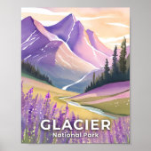 Poster Parc national du Glacier | Aquarelle du ressort (Devant)