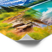 Poster Parc national du Glacier Montana Aquarelle (Coin)