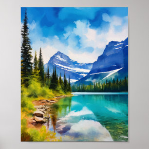 Poster Parc national du Glacier Montana Aquarelle