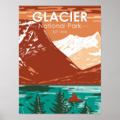 Poster Parc national du Glacier Montana Vintage (Devant)