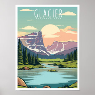 Poster Parc national du Glacier Montana Vintage voyage