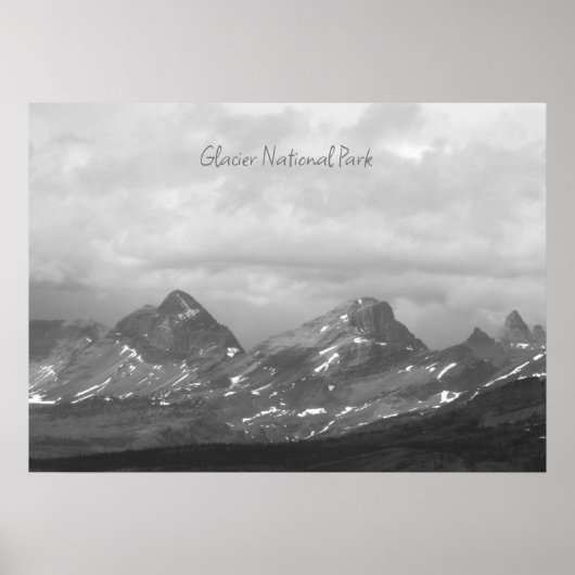 Poster Parc national du Glacier Photo noir blanc (Devant)