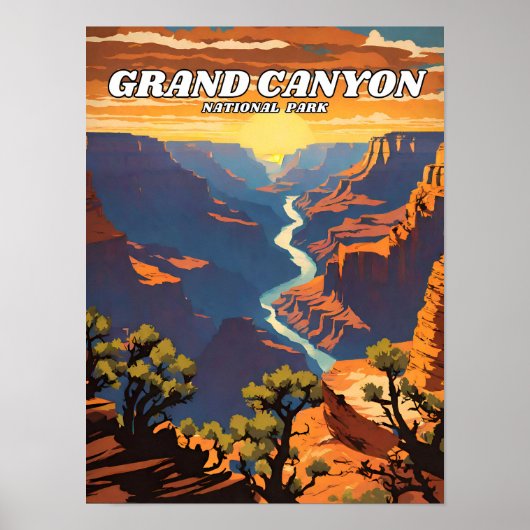 Poster Parc national du Grand Canyon illustration rétro (Devant)