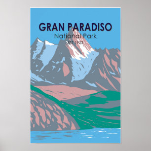 Poster Parc national du Grand Paradis Italie Vintage
