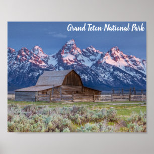 Poster Parc national du Grand Teton Wyoming Mountains Gra