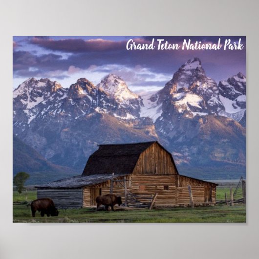 Poster Parc national du Grand Teton Wyoming Mountains Gra (Devant)