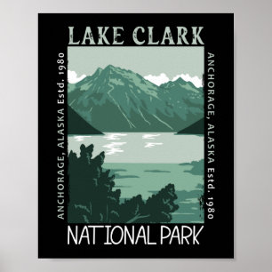 Poster Parc national du lac Clark Alaska Vintage perturbé