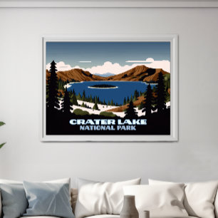 Poster Parc national du lac Crater Oregon Neige