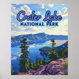 Poster Parc national du lac Crater Oregon Retro