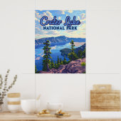 Poster Parc national du lac Crater Oregon Retro (Cuisine)
