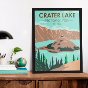 Poster Parc national du lac Crater Oregon Vintage