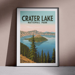 Poster Parc national du lac Crater vintage