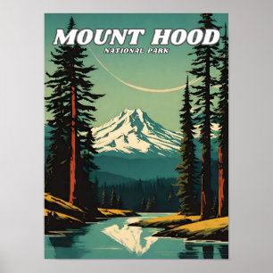 Poster Parc national du Mont Hood illustration rétro Clas