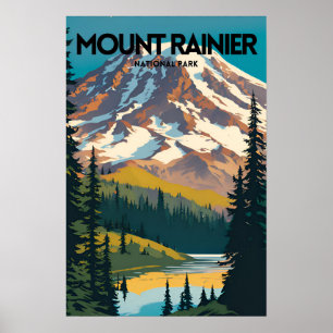Poster Parc national du Mont-Rainier Tourisme traditionne