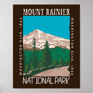 Poster Parc national du Mont Rainier Vintage perturbé