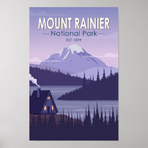 Poster Parc national du Mont Rainier Washington Cabine Re