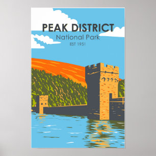Poster Parc national du Peak District Angleterre Vintage