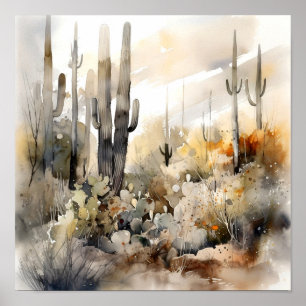 Poster Parc national du Saguaro Aquarelle Art Imprimer