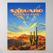 Poster Parc national du Saguaro Arizona Désert Cactus Rét (Devant)