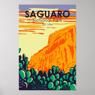 Poster Parc national du Saguaro Arizona Prickly Pear Cact