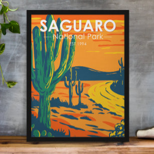 Poster Parc national du Saguaro Arizona Vintage