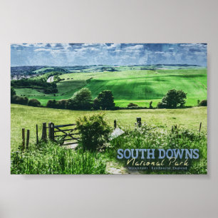 POSTER PARC NATIONAL DU SUD-DOWNS - BRIGHTON - ANGLETERRE