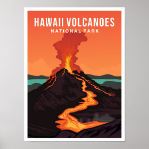 Poster Parc national du volcan d'Hawaii USA Voyage