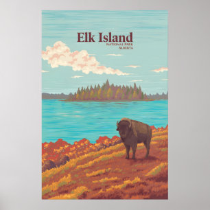Poster Parc national Elk Island Alberta Canada Voyage