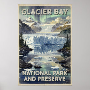 Poster Parc national et réserve de Glacier Bay aquarelle