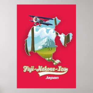 Poster parc national fuji hakone izu, carte japonaise