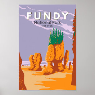 Poster Parc national Fundy Canada Tourisme Vintage