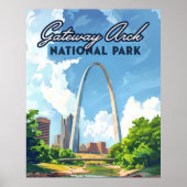 Poster Parc national Gateway Arch Missouri St Louis Retro (Devant)