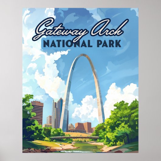 Poster Parc national Gateway Arch Missouri St Louis Retro (Devant)