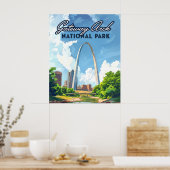 Poster Parc national Gateway Arch Missouri St Louis Retro (Cuisine)
