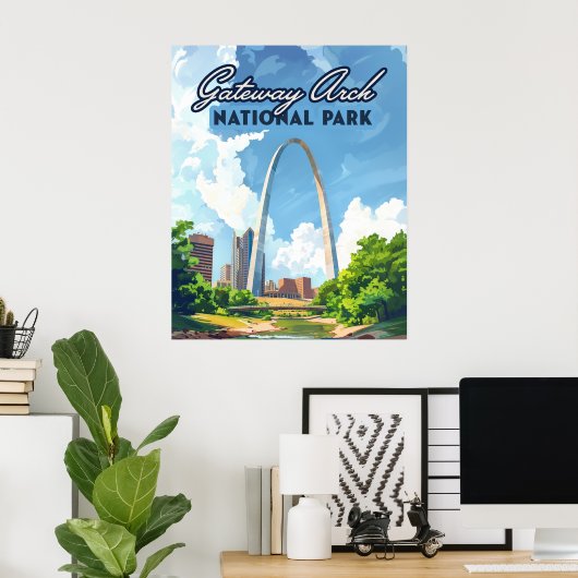 Poster Parc national Gateway Arch Missouri St Louis Retro (Bureau à domicile)