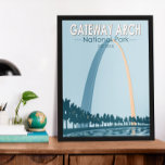 Poster Parc national Gateway Arch Vintage<br><div class="desc">Architecture vectorielle Gateway Arch. Le parc est situé à St. Louis,  Missouri,  près du point de départ de l'expédition Lewis and Clark.</div>